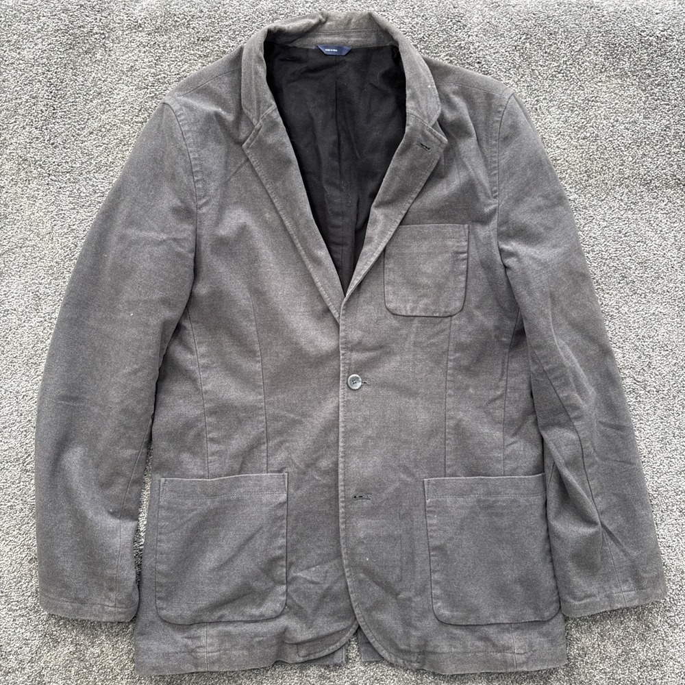 Mens 40r Gap Unstructured Sports Coat Blazer Gray Chamois Cloth 2 Button Gray